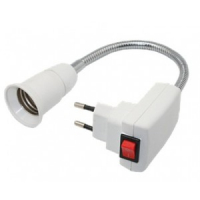 Патрон-вилка переходник Е27 с выключателем 150 мм 