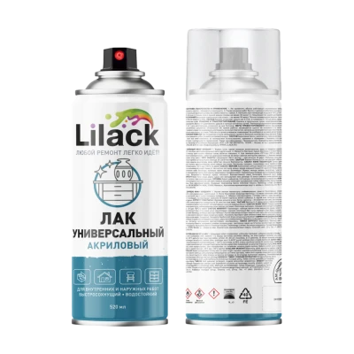 Лак аэрозольный Lilack акриловый глянцевый, бесцветный 520 мл