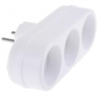 Разветвитель 3 гнезда линейный, белый, Toker 