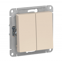 Выключатель Schneider Electric AtlasDesign 2-клавишный скрытой установки, без рамки, бежевый (ATN000251)