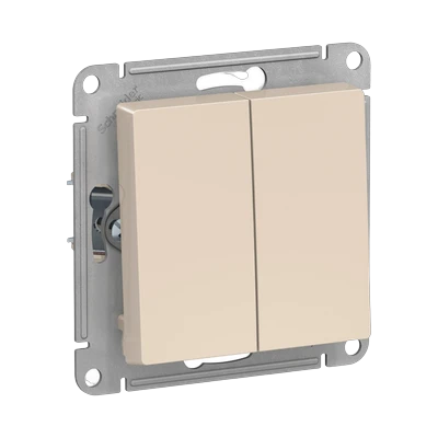 Выключатель Schneider Electric AtlasDesign 2-клавишный скрытой установки, без рамки, бежевый (ATN000251)