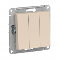 Выключатель Schneider Electric AtlasDesign 3-клавишный скрытой установки, без рамки, бежевый (ATN000231)