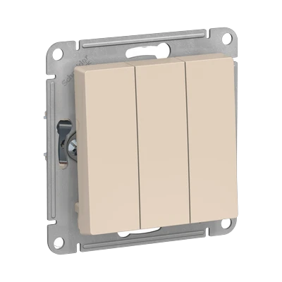 Выключатель Schneider Electric AtlasDesign 3-клавишный скрытой установки, без рамки, бежевый (ATN000231)