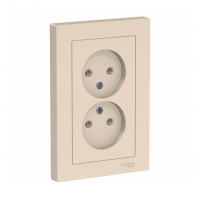 Розетка Schneider Electric AtlasDesign 2-местная б/з скрытой установки, бежевая (ATN000220)