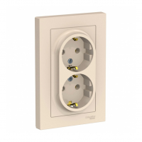 Розетка Schneider Electric AtlasDesign 2-местная с/з скрытой установки, бежевая (ATN000224)