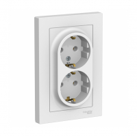Розетка Schneider Electric AtlasDesign 2-местная с/з скрытой установки, белая (ATN000124)