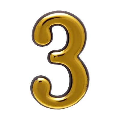 Цифра на дверь Аллюр "3" пластиковая, золото