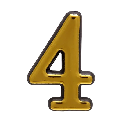 Цифра на дверь Аллюр "4" пластиковая, золото