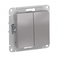 Выключатель Schneider Electric AtlasDesign 2-клавишный скрытой установки, без рамки, алюминий (ATN000351)