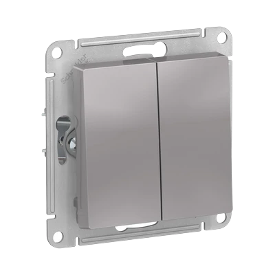 Выключатель Schneider Electric AtlasDesign 2-клавишный скрытой установки, без рамки, алюминий (ATN000351)