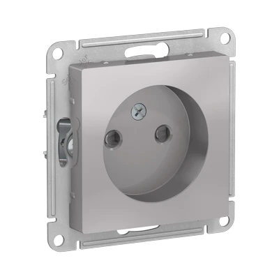 Розетка Schneider Electric AtlasDesign 1-местная б/з скрытой установки без рамки, алюминий (ATN000341)