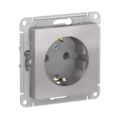 Розетка Schneider Electric AtlasDesign 1-местная с/з скрытой установки без рамки, алюминий (ATN000343)