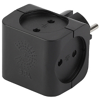 Разветвитель 4 гнезда куб, черный, Эра