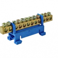 Нулевая шина с изолятором на DIN-рейку 6х9 стойка (12 отверстий)