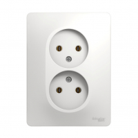 Розетка Schneider Electric Glossa 2-местная б/з скрытой установки, белый (GSL000120)