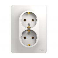 Розетка Schneider Electric Glossa 2-местная с/з скрытой установки, белый (GSL000124)