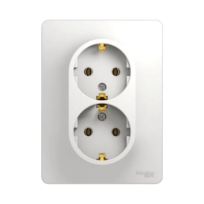 Розетка Schneider Electric Glossa 2-местная с/з скрытой установки, белый (GSL000124)