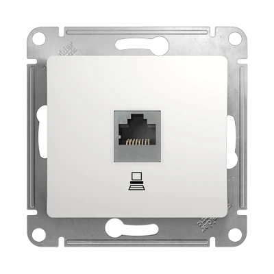 Розетка Schneider Electric Glossa RJ45 скрытой установки без рамки, белая (GSL000181K)