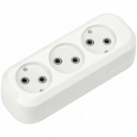 Колодка 3 гнезда без заземления, белая, UNIVersal
