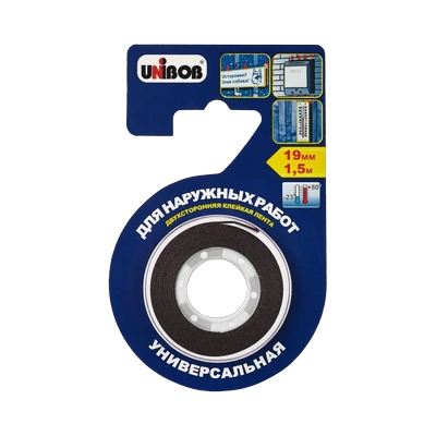 Скотч двусторонний 19 мм для наружных работ, Unibob (1,5 м)