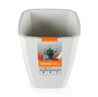 Кашпо для цветов Лаунж 4,0 л квадратное с дренажной вставкой, светло-серый