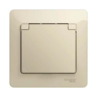 Розетка Schneider Electric Glossa 1-местная с/з скрытой установки с крышкой, бежевый (GSL000246)