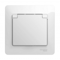 Розетка Schneider Electric Glossa 1-местная с/з скрытой установки с крышкой, белый (GSL000146S)