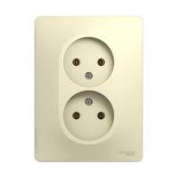 Розетка Schneider Electric Glossa 2-местная б/з скрытой установки, бежевый (GSL000220)