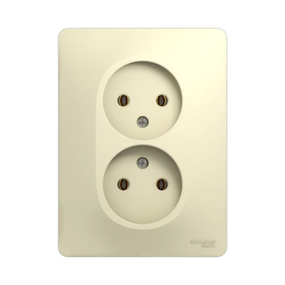 Розетка Schneider Electric Glossa 2-местная б/з скрытой установки, бежевый (GSL000220)