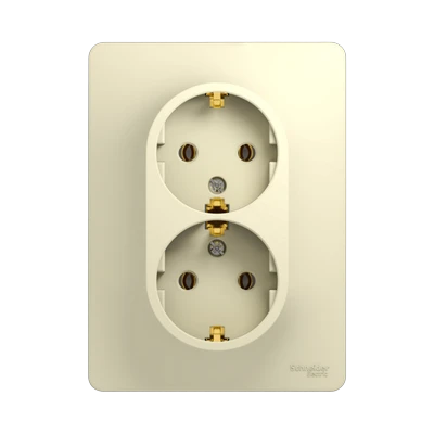 Розетка Schneider Electric Glossa 2-местная с/з скрытой установки, бежевый (GSL000224)