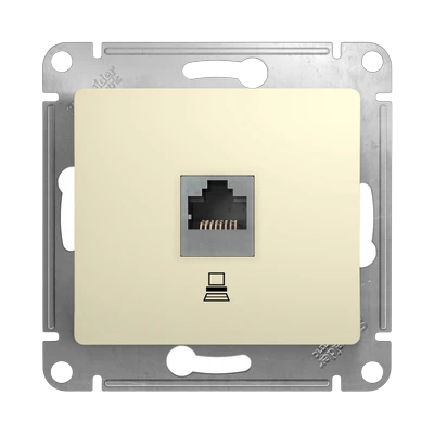 Розетка Schneider Electric Glossa RJ45 скрытой установки без рамки, бежевая (GSL000281K)