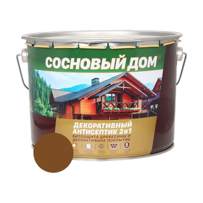 Состав декоративно-защитный Сосновый дом для древесины, тиковое дерево 9,0 л