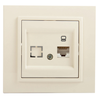 Розетка Zena RJ45 скрытой установки, жемчуг (без рамки)