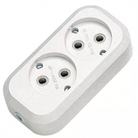Колодка 2 гнезда без заземления, белая, UNIVersal