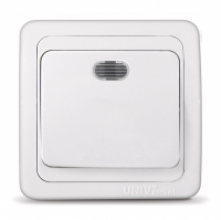 Выключатель UNIVersal Валери 1-клавишный скрытой установки с подсветкой, белый (В0121)