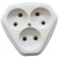 Розетка Кунцево 3-местная без заземления, скрытой установки, белая (РС10-394)