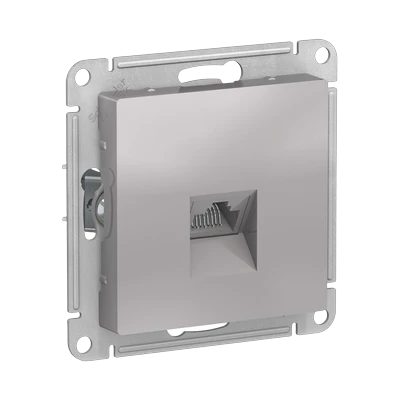 Розетка Schneider Electric AtlasDesign RJ45 скрытой установки без рамки, алюминий (ATN000383)