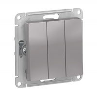 <b>Выключатель</b> Schneider Electric AtlasDesign 3-клавишный скрытой установки, без рамки, алюминий (ATN000331)