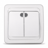 Выключатель UNIVersal Валери 2-клавишный скрытой установки с подсветкой, белый (В0123)