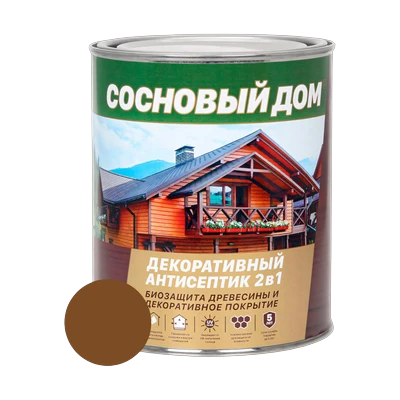 Состав декоративно-защитный Сосновый дом для древесины, тиковое дерево 0,8 л