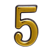 Цифра на дверь Аллюр "5" пластиковая, золото