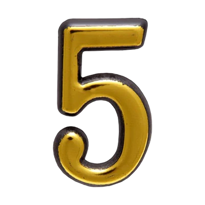 Цифра на дверь Аллюр "5" пластиковая, золото