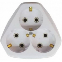 Розетка Кунцево 3-местная с заземлением, скрытой установки, белая (РС10/16-835)
