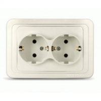 Розетка Валери 2-местная с заземлением скрытой установки, слоновая кость  