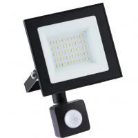 Прожектор светодиодный Космос Super Slim  30Вт с датчиком движения, черный