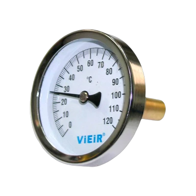 Термометр горизонтальный с гильзой 1/2" 120°С Vieir