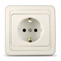 Розетка UNIVersal Валери 1-местная с/з скрытой установки, слоновая кость (Б-В0028)