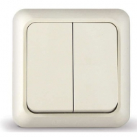 Выключатель Олимп 2-клавишный открытой установки, бежевый 