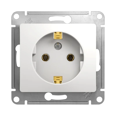 Розетка Schneider Electric Glossa 1-местная с/з скрытой установки без рамки, белый (GSL000143)