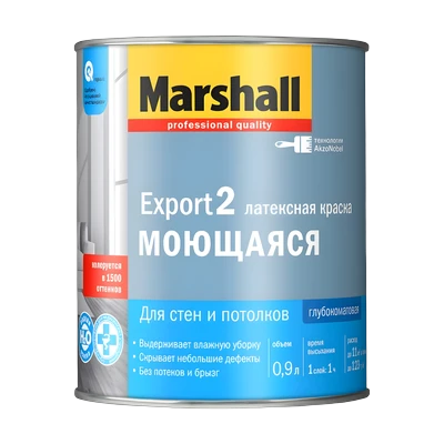 Краска Marshall Export 2 моющаяся глубокоматовая белая, база BW (0,9 л)